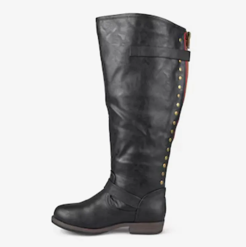 SPOKANE Wide Calf Low Heel Riding Boots