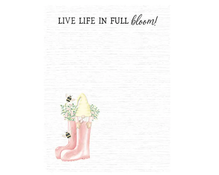 Spring-themed 'Live Life in Full Bloom' notepad