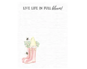 Spring-themed 'Live Life in Full Bloom' notepad