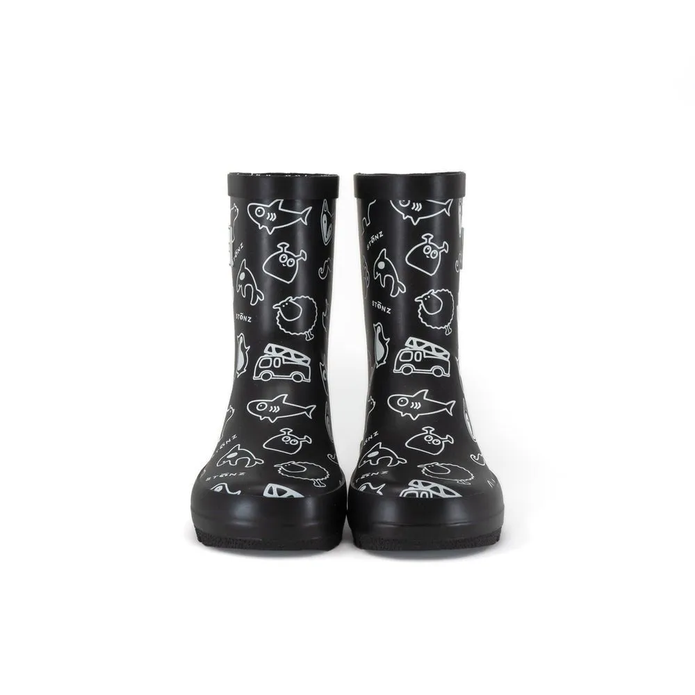 STONZ - Rain Boots - Print Black