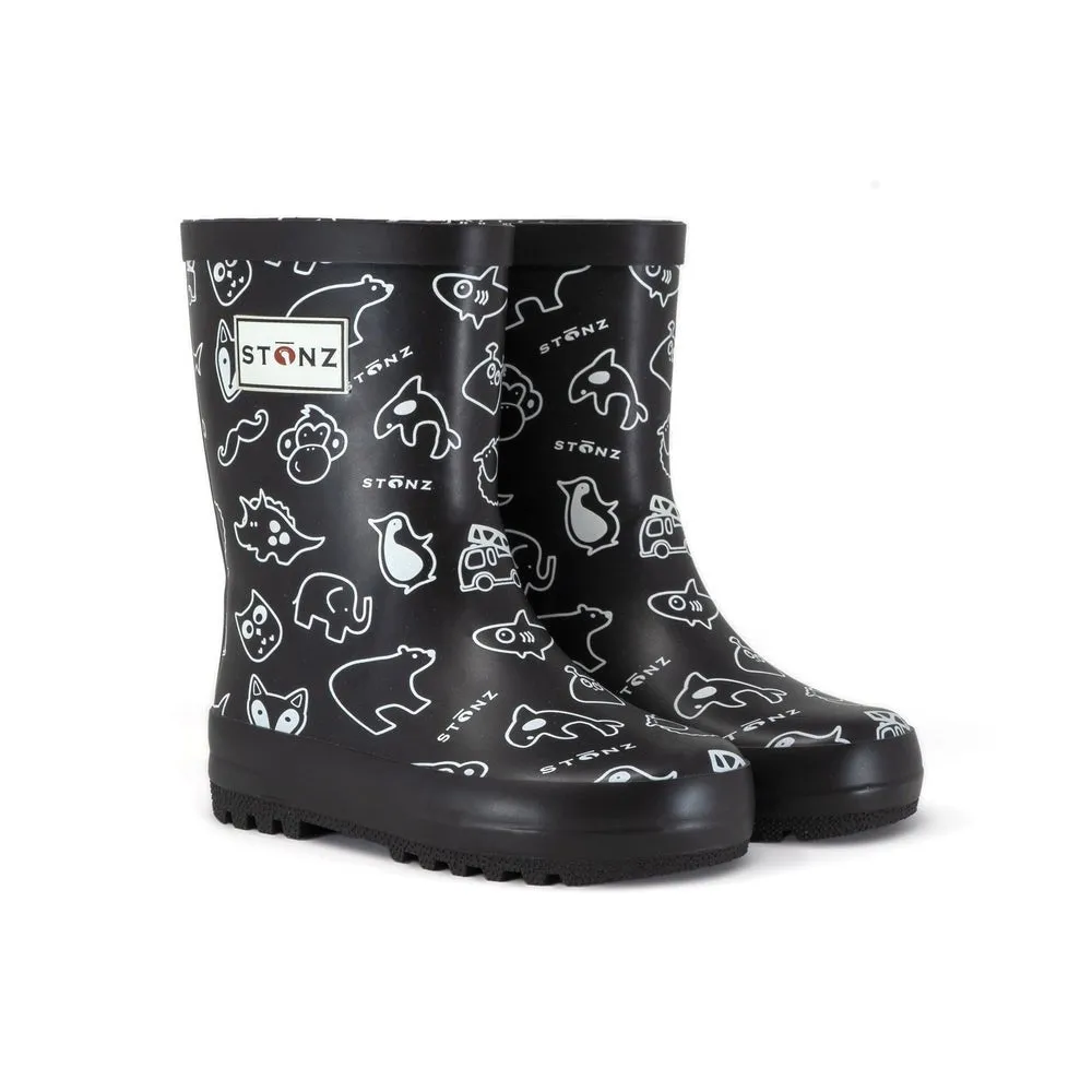STONZ - Rain Boots - Print Black