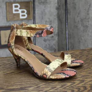 Style & Co Womens Paycee Two-Piece Dress Sandals Rainbow Snake Yellow 10W