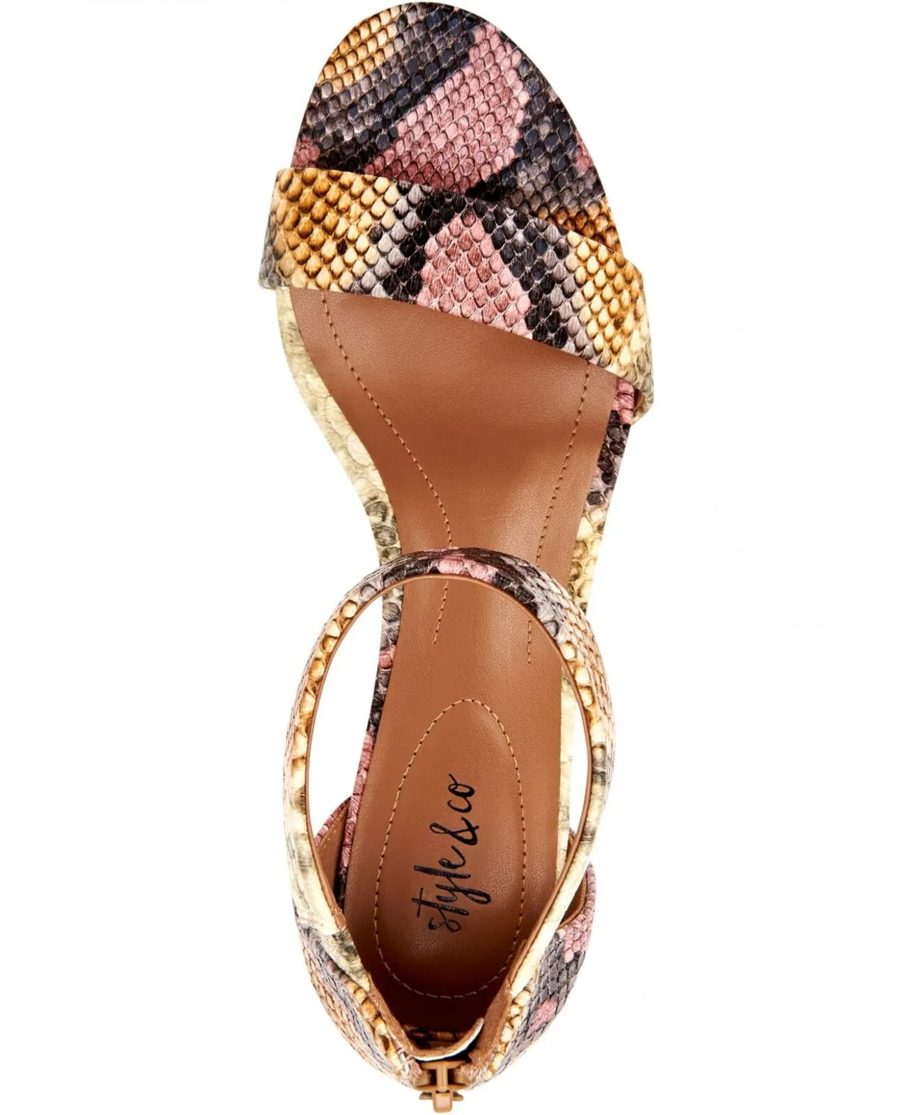 Style & Co Womens Paycee Two-Piece Dress Sandals Rainbow Snake Yellow 10W