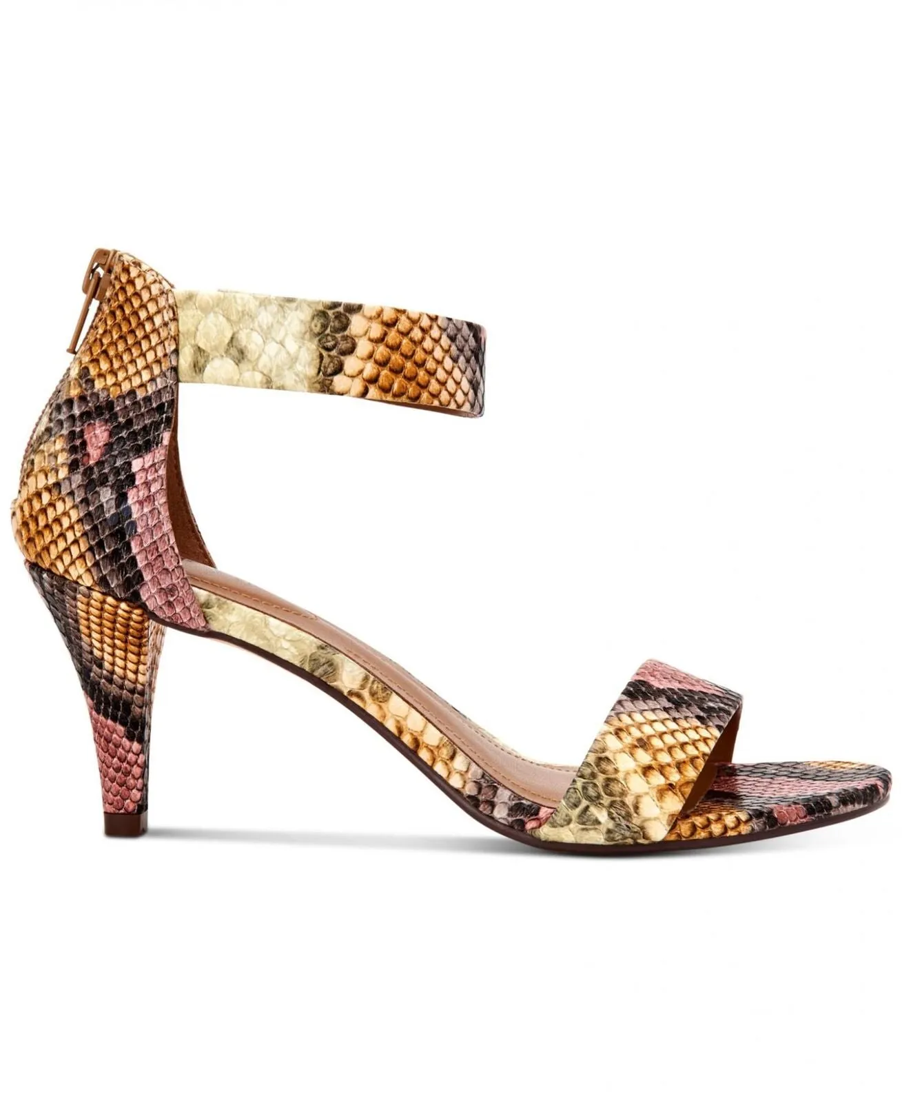 Style & Co Womens Paycee Two-Piece Dress Sandals Rainbow Snake Yellow 10W