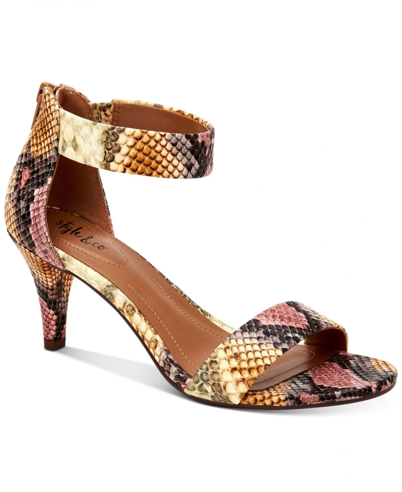 Style & Co Womens Paycee Two-Piece Dress Sandals Rainbow Snake Yellow 10W