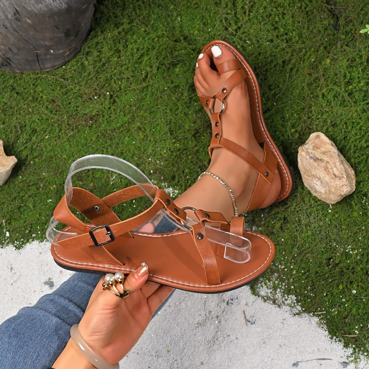 Toe Loop Flat Sandals
