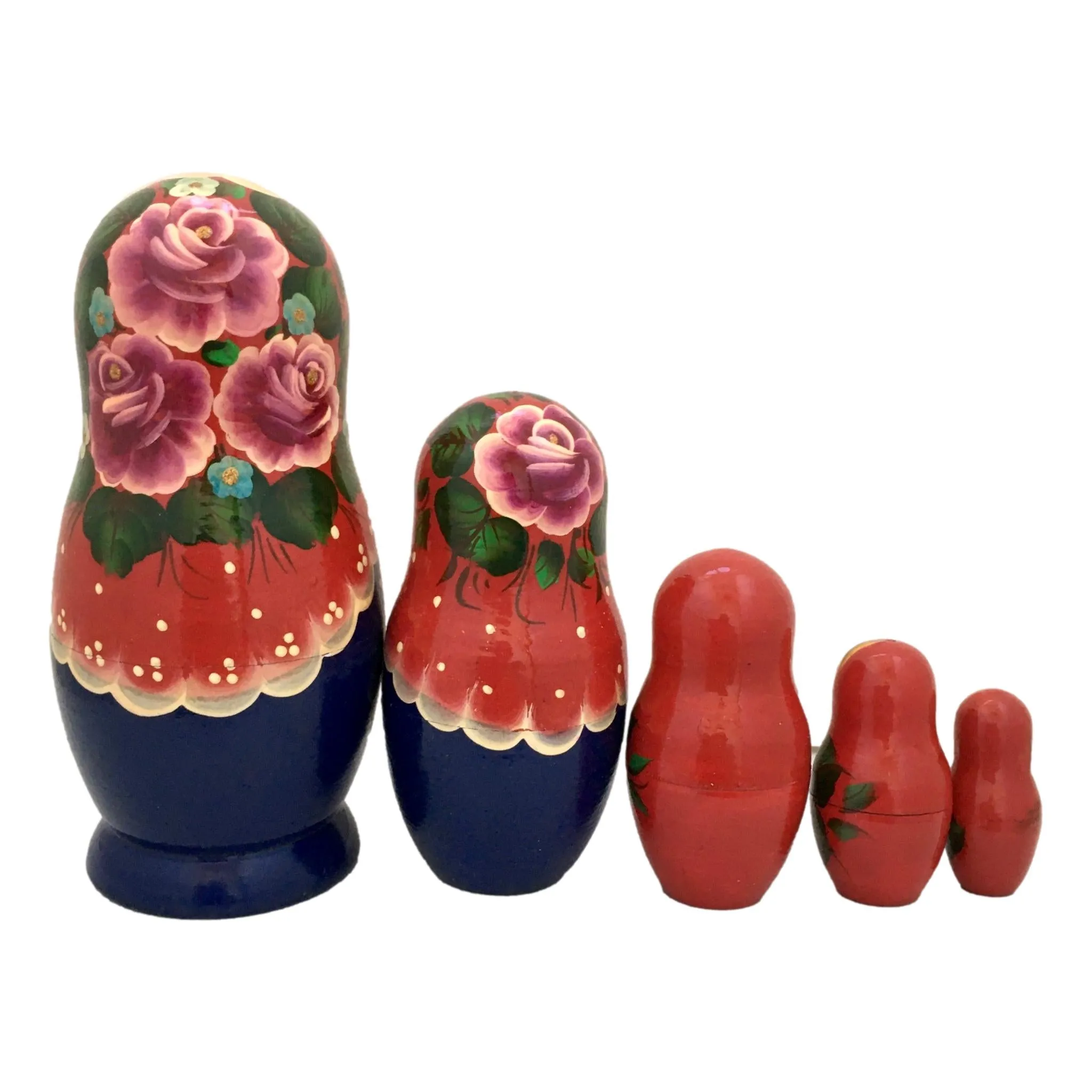 Traditional Russian Nesting Dolls Red Roses