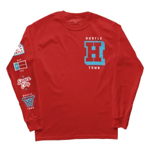 UNISEX - Varsity Patch Long Sleeve Tee | Red