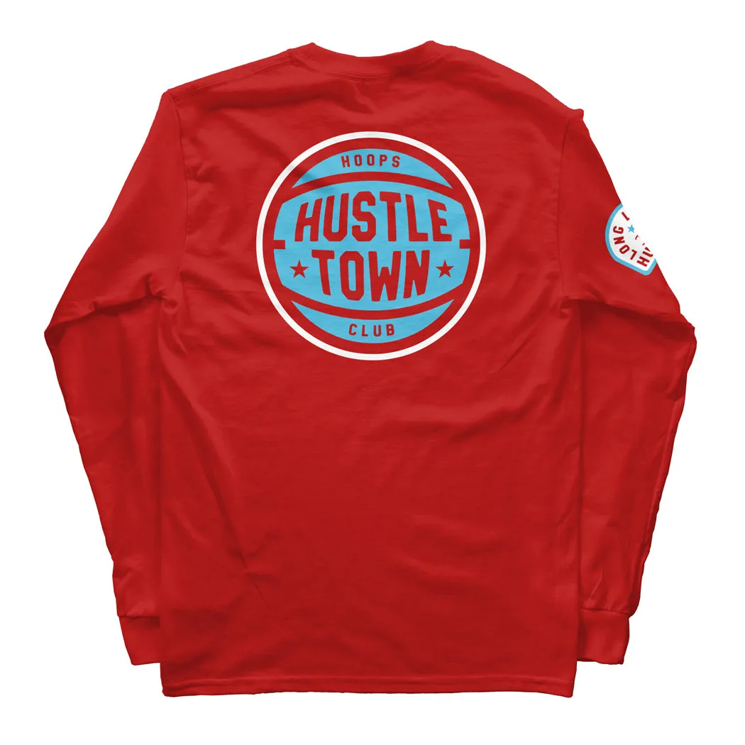 UNISEX - Varsity Patch Long Sleeve Tee | Red