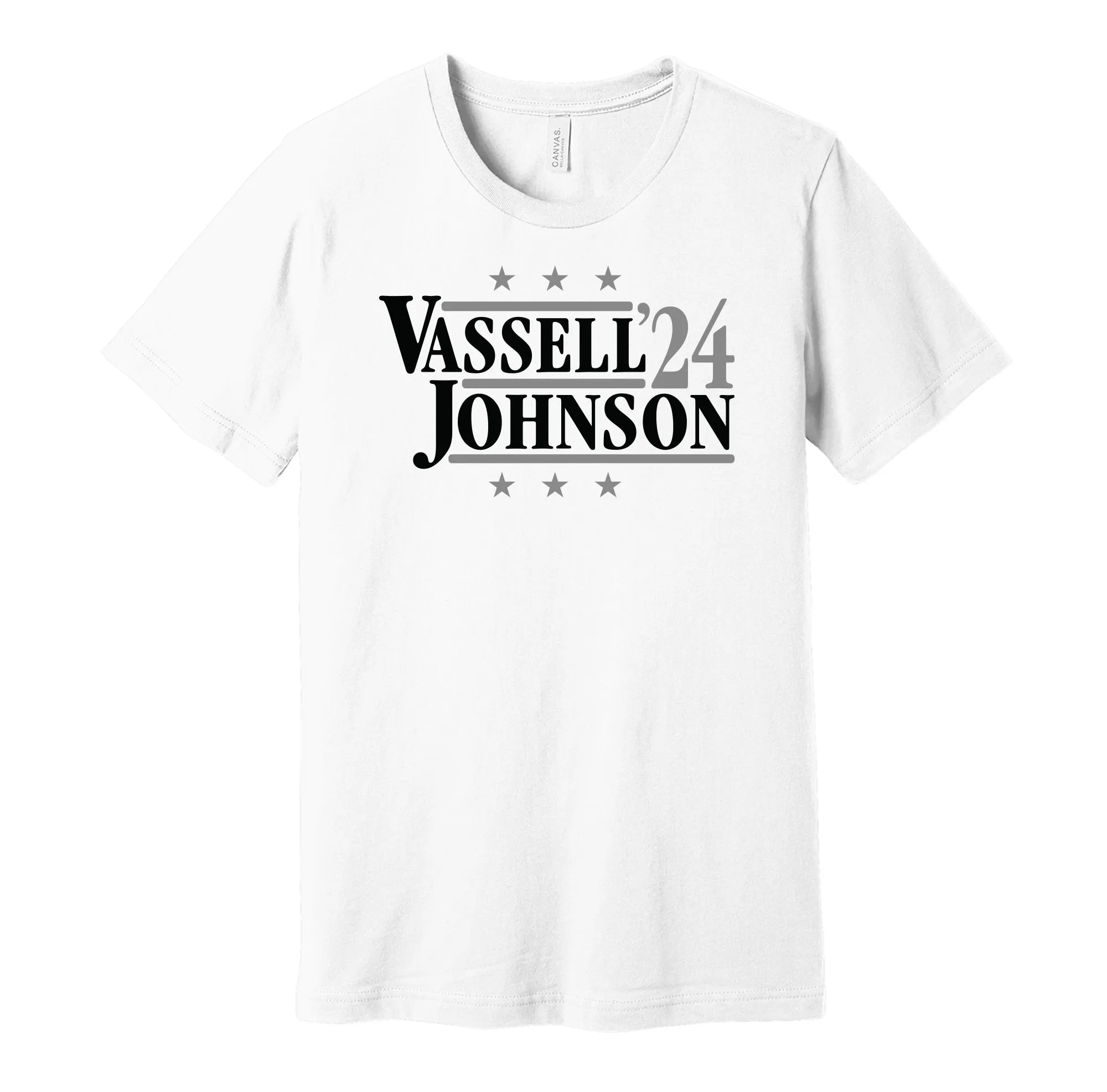Vassell & Johnson '24 - San Antonio Basketball Political Campaign Parody T-Shirt - Hyper Than Hype Shirts