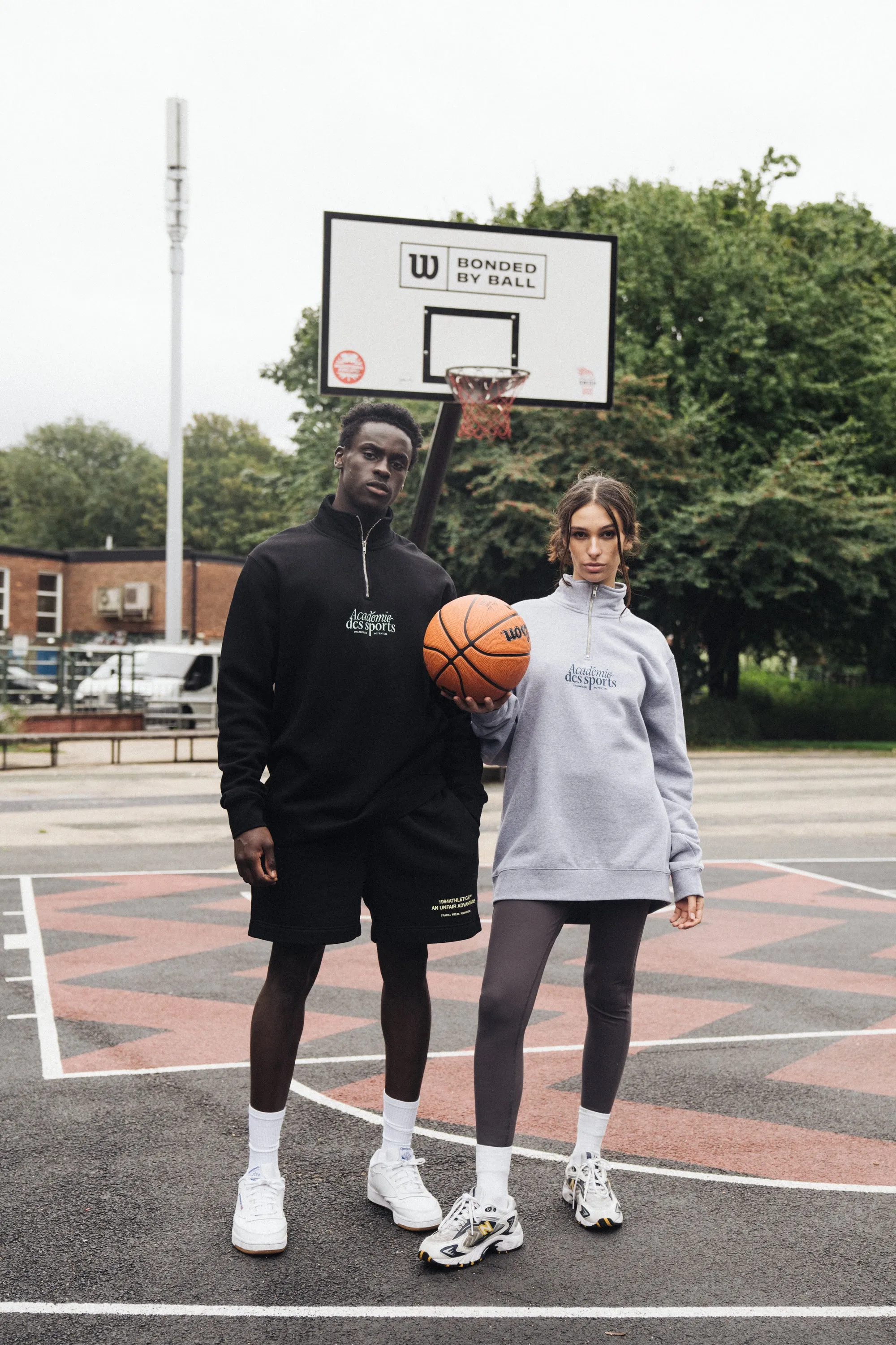 Vice 84 'Académie Des Sports Script' 1/4 Zip Sweater - Grey