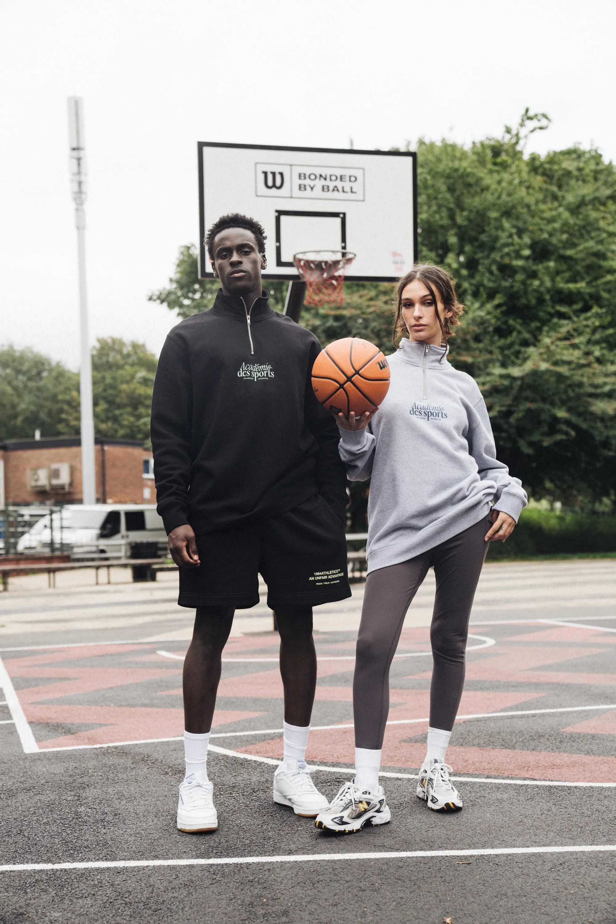 Vice 84 'Académie Des Sports Script' 1/4 Zip Sweater - Grey