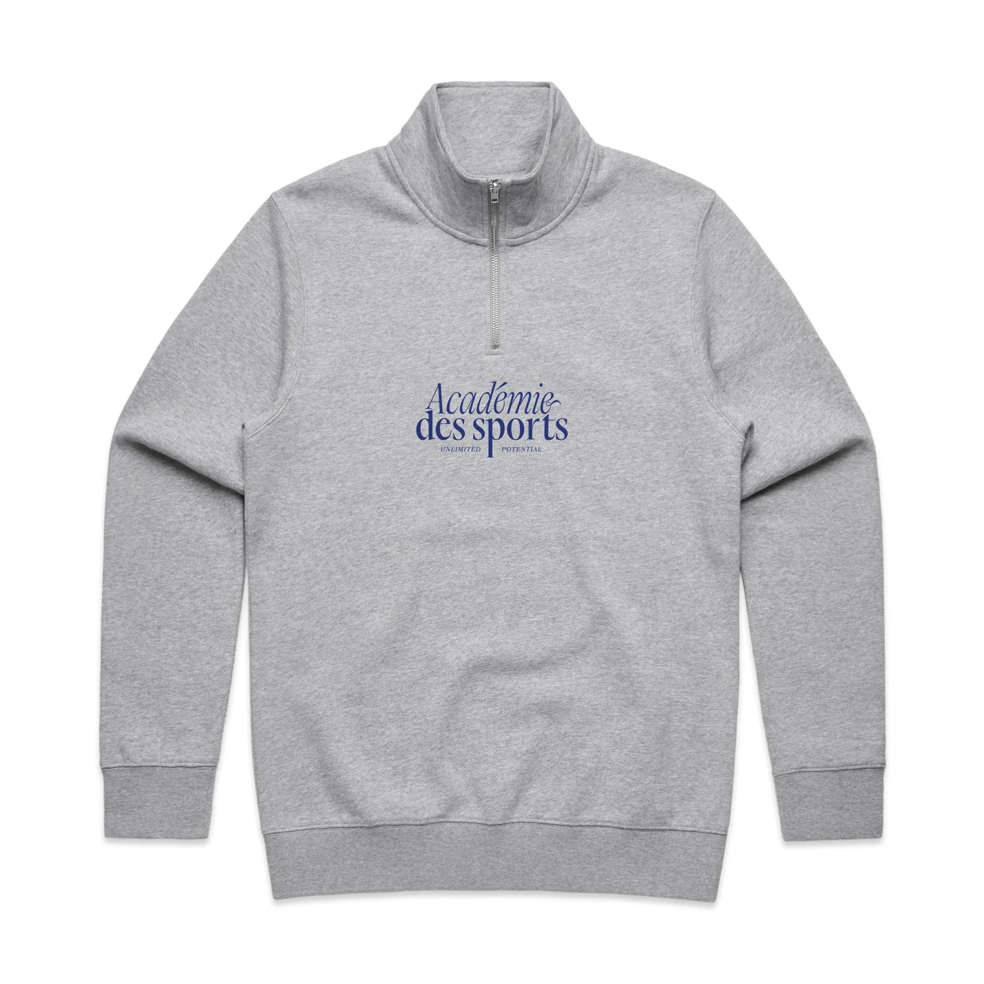 Vice 84 'Académie Des Sports Script' 1/4 Zip Sweater - Grey