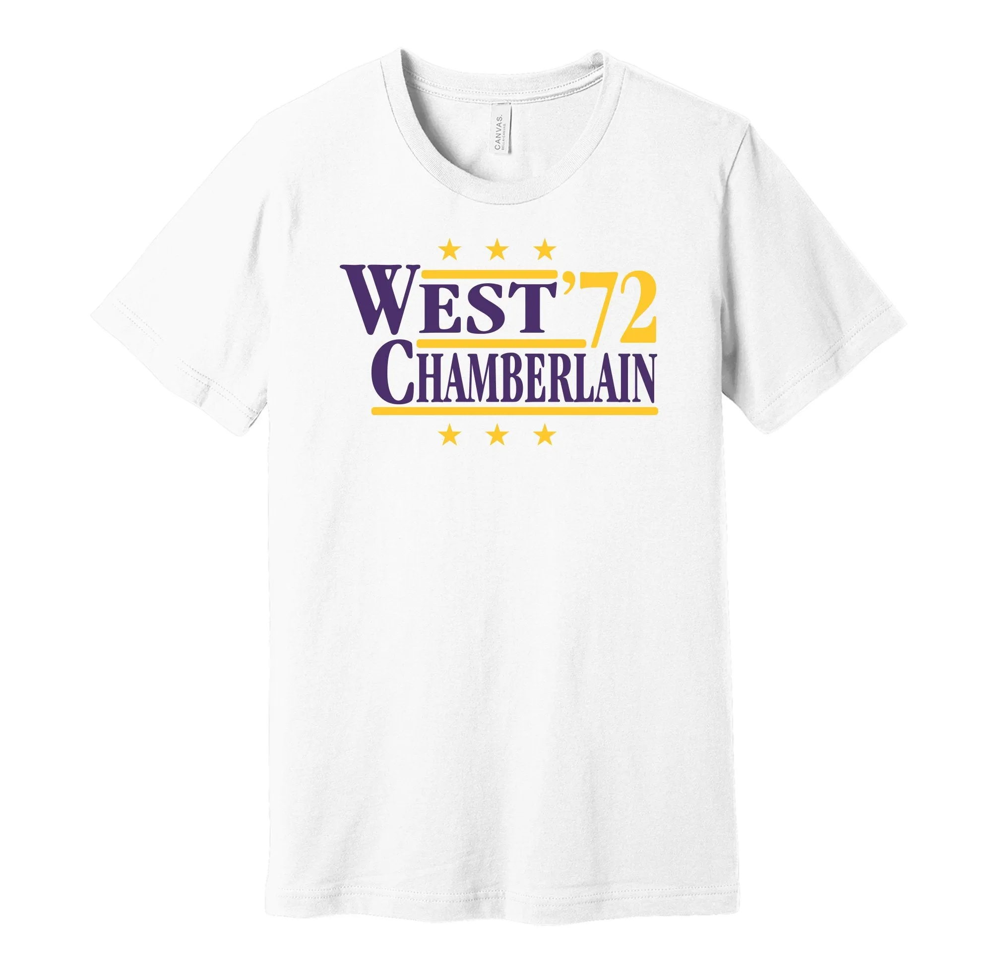 West & Chamberlain '72 - Los Angeles Basketball Legends Political Campaign Parody T-Shirt - Hyper Than Hype Shirts