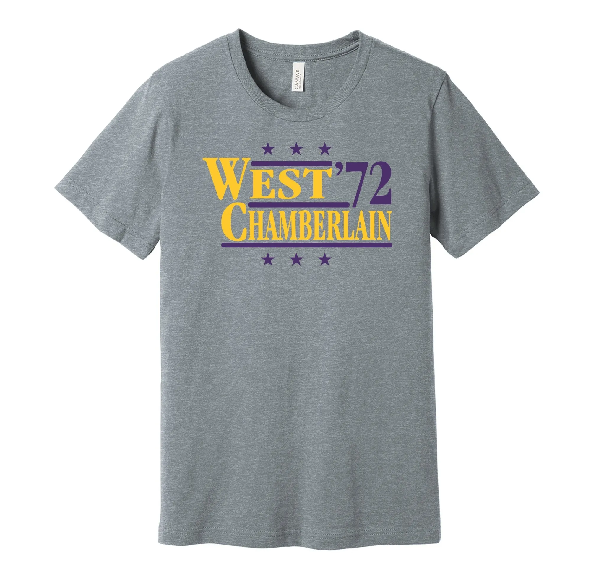 West & Chamberlain '72 - Los Angeles Basketball Legends Political Campaign Parody T-Shirt - Hyper Than Hype Shirts