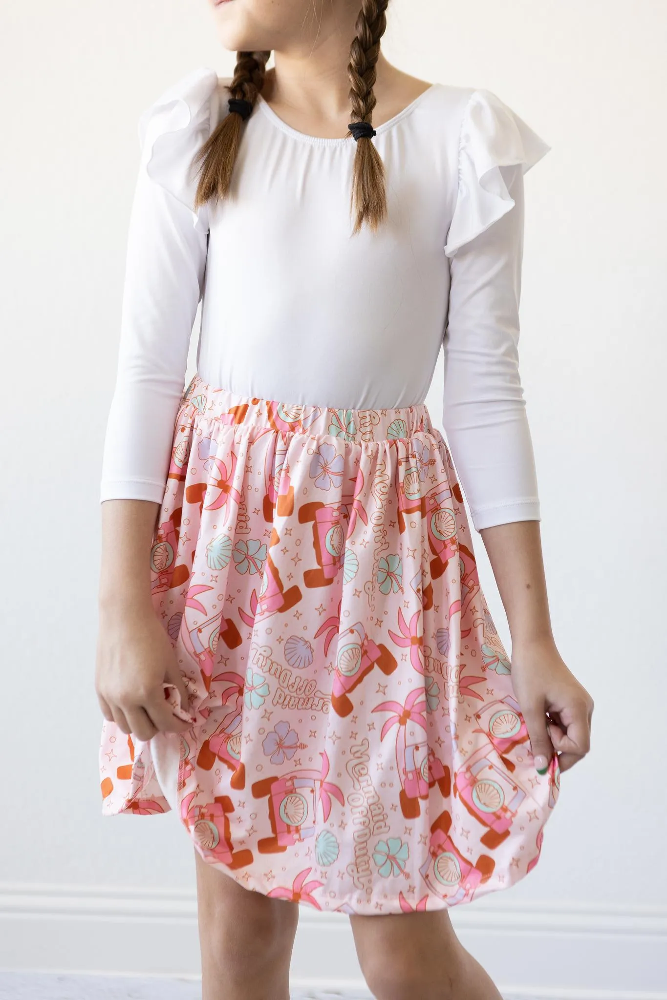 White L/S Flutter Sleeve Leotard