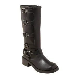 Wild Fable Womens Rebel Distressed Wide Calf Tall Moto Riding Boots Black 7M-WC