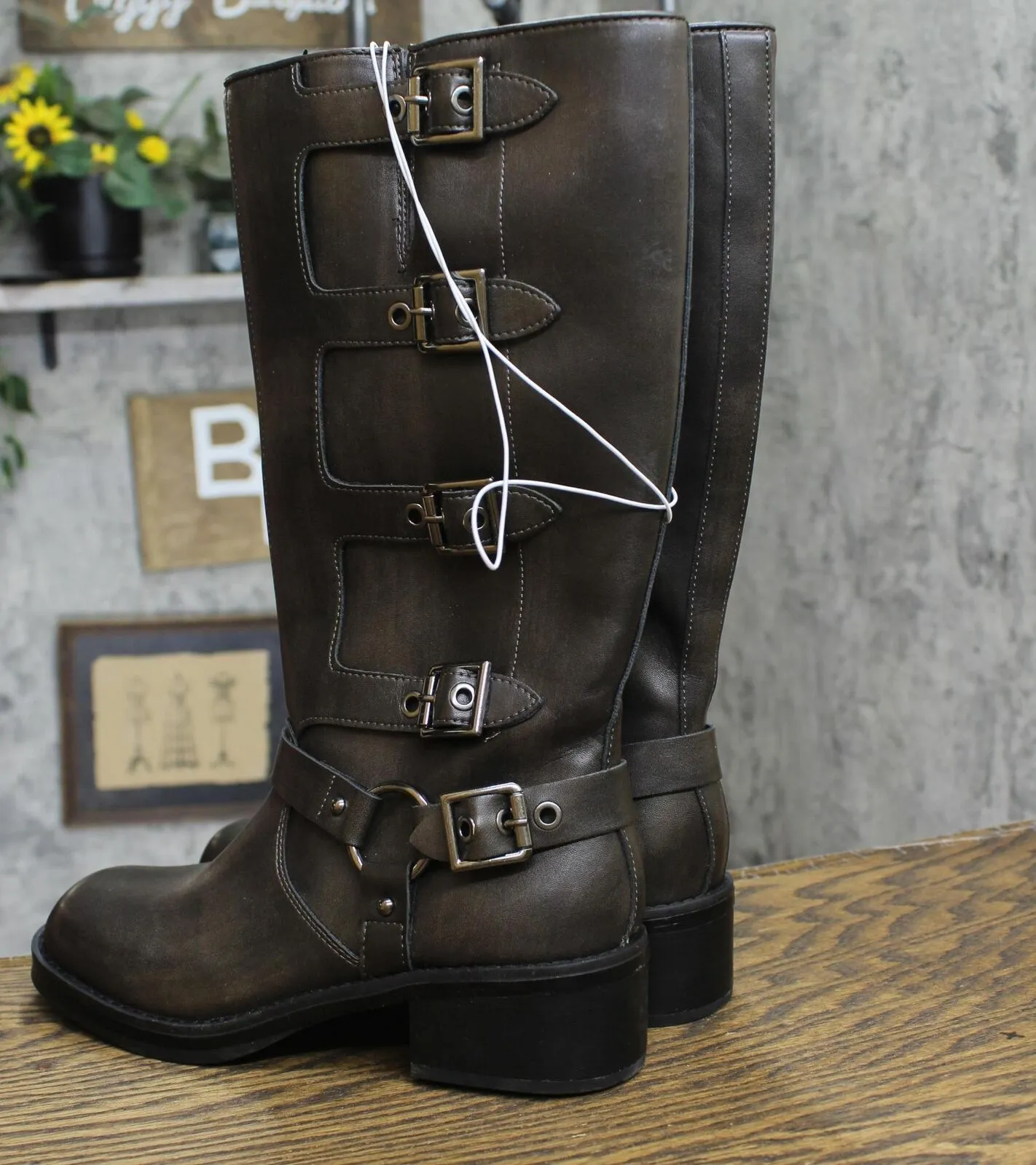 Wild Fable Womens Rebel Tall Moto Buckle Boots 90366583 Brown 7.5M