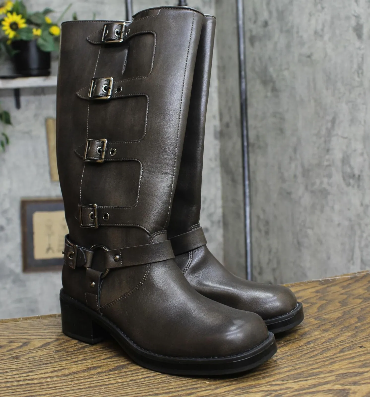 Wild Fable Womens Rebel Tall Moto Buckle Boots 90366583 Brown 7.5M
