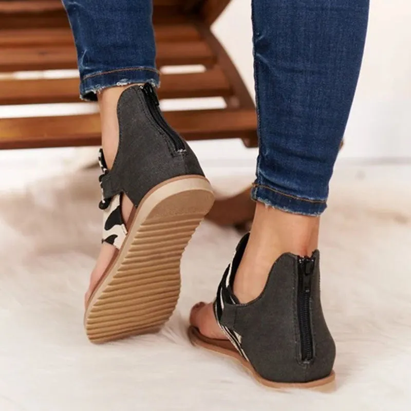 Women Anti-slip Sandals Leopard Pattern Large Size Rome Sandals