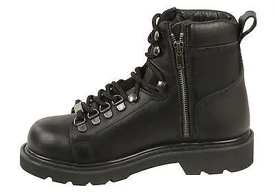WOMEN'S MOTORBIKE BOOTS REAL LEATHER LACE TO TOE RIDING BOOT WITH SIDE ZIPPER