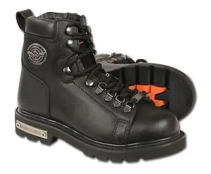 WOMEN'S MOTORBIKE BOOTS REAL LEATHER LACE TO TOE RIDING BOOT WITH SIDE ZIPPER