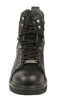 WOMEN'S MOTORBIKE BOOTS REAL LEATHER LACE TO TOE RIDING BOOT WITH SIDE ZIPPER