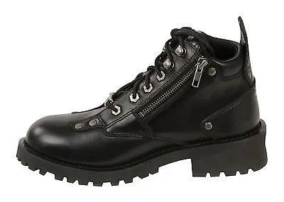 WOMEN'S MOTORBIKE BOOTS REAL LEATHER LOW CUT LEATHER LACE TO TOE RIDING BOOT