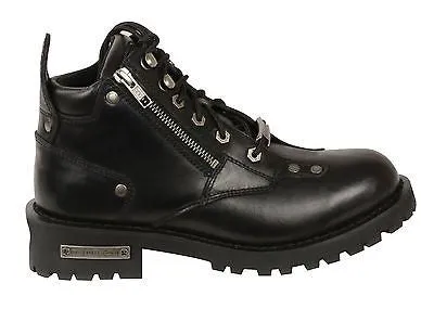WOMEN'S MOTORBIKE BOOTS REAL LEATHER LOW CUT LEATHER LACE TO TOE RIDING BOOT