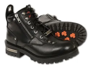 WOMEN'S MOTORBIKE BOOTS REAL LEATHER LOW CUT LEATHER LACE TO TOE RIDING BOOT