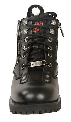 WOMEN'S MOTORBIKE BOOTS REAL LEATHER LOW CUT LEATHER LACE TO TOE RIDING BOOT